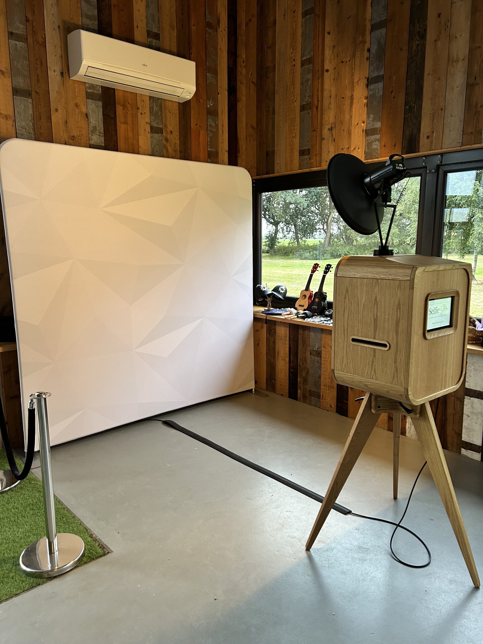 Selfie Star photo booth setup at Bunny Hill Weddings Yorkshire